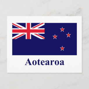 Neuseeländische Flagge mit Namen in Maori Postkarte
