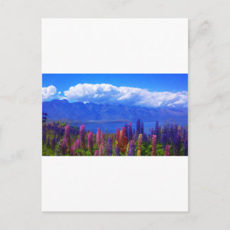 Neuseeländische Lupine über dem Lake Wakatipu Postkarte
