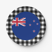 Neuseeländische Tafel, Büffel kariert, neuseeländi Pappteller (Vorderseite)