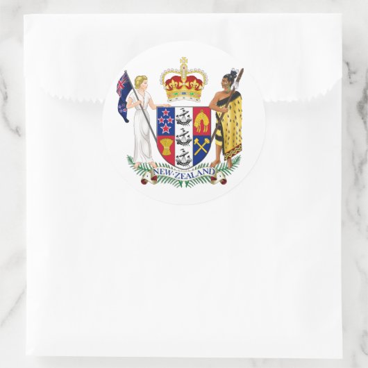 Neuseeländische Wappen Runder Aufkleber (Tasche)
