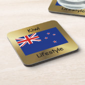 Neuseeländischer Flag+Text-Untersetzer Getränkeuntersetzer (Linke Seite)
