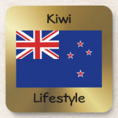 Neuseeländischer Flag+Text-Untersetzer Getränkeuntersetzer (Vorderseite)