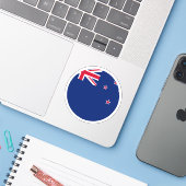 Neuseeländischer Flaggenrundkleber Aufkleber (Laptop mit iPhone)