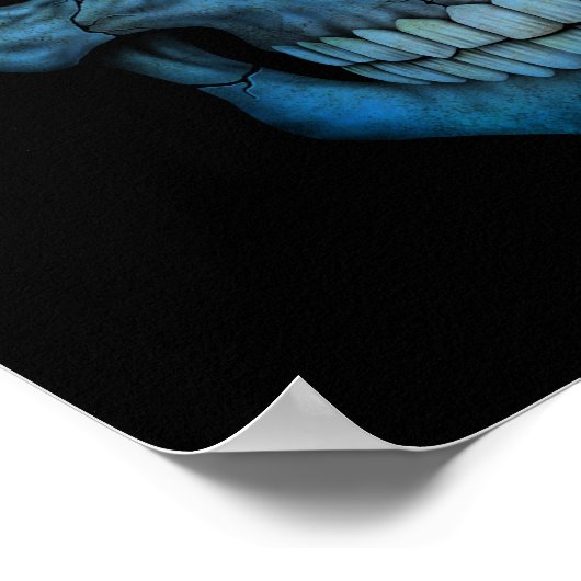 Neuseeländischer Flaggenschädel in Schwarz Poster (Ecke)