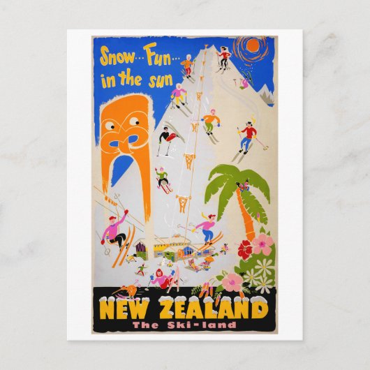 Neuseeländischer Schneeunterhaltung in der Sonne V Postkarte (Vorderseite)