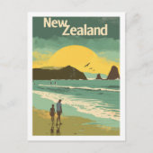 Neuseeländischer Strand Vintag Berühmter Reiseort Postkarte (Vorderseite)