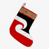 Neuseeländischer Strumpf, Maori Flag, Wave / Surf Kleiner Weihnachtsstrumpf (Vorderansicht (hängend))