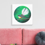Neuseeländischer Vogelgeflügel (Piwakawaka) - Lein Leinwanddruck (Insitu (Wohnzimmer))