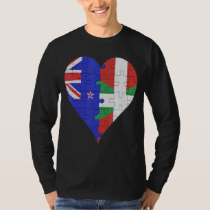 Neuseeländisches baskisches Flaggenherz T-Shirt