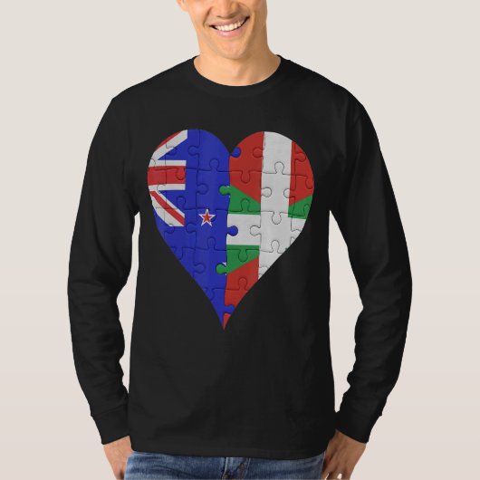 Neuseeländisches baskisches Flaggenherz T-Shirt (Vorderseite)