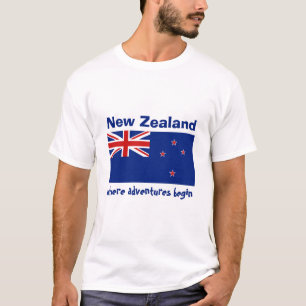 Neuseeländisches Flag + Karte + Text-T - Shirt