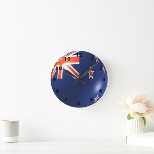 Neuseeländisches Flaggendesign Runde Wanduhr (Zuhause)