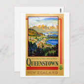 Neuseeländisches Queenstown-Vintage-Poster Postkarte (Vorne/Hinten)
