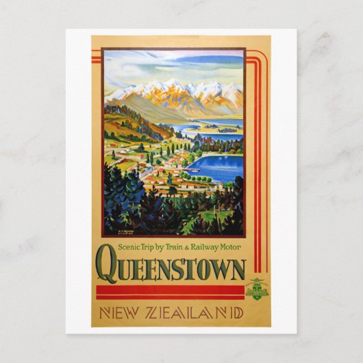 Neuseeländisches Queenstown-Vintage-Poster Postkarte (Vorderseite)