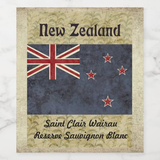 Neuseeländisches Weinetikett (Einzelnes Label)