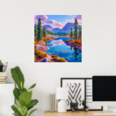 💙 Neuseelblaue Bergsee-Waldserenität-Wand Poster (Heimbüro)