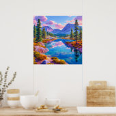 💙 Neuseelblaue Bergsee-Waldserenität-Wand Poster (Küche)