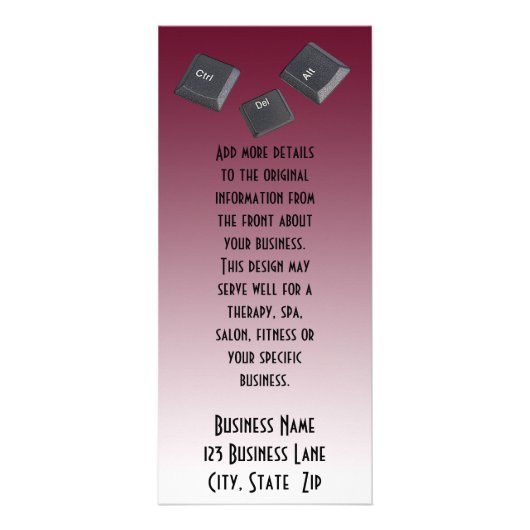 Neustart der Computertasten Fotovorlage Werbekarte (Hinten)