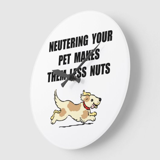 Neutering Nuts Dog Große Wanduhr (Winkel)