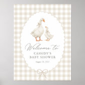 Neutr Gingham Silly Goose Baby Shower Welcome Sign Poster (Vorne)