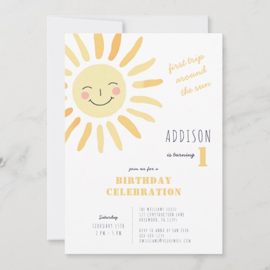 Neutral 1. Geburtstag Einladung (Vorderseite)