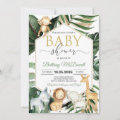 Neutral A Wild one Safari Baby Dusche Einladung (Vorderseite)