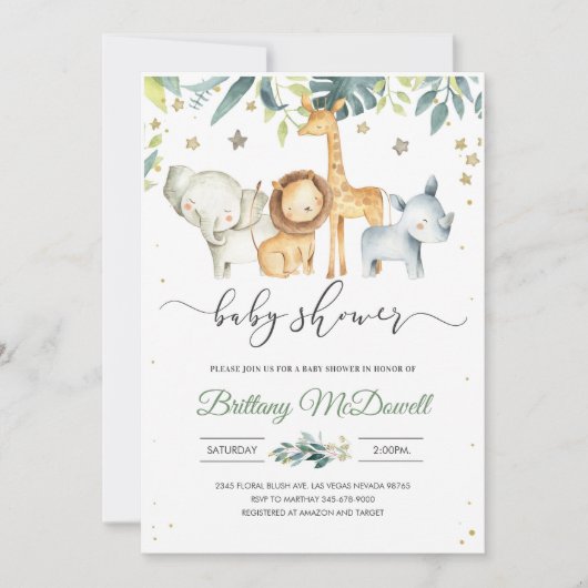 Neutral A Wild one Safari Baby Shower Einladung (Vorderseite)