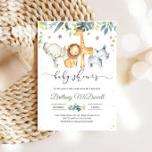 Neutral A Wild one Safari Baby Shower Einladung