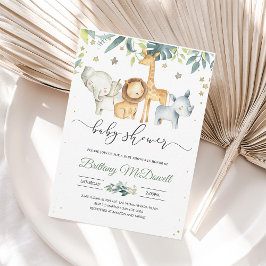 Neutral A Wild one Safari Baby Shower Einladung