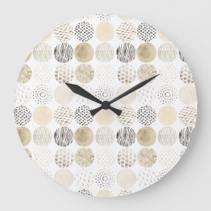Neutral Abstract Circle Pattern Große Wanduhr