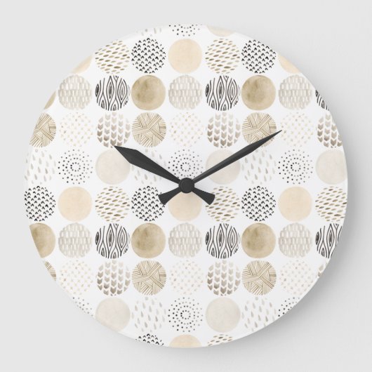 Neutral Abstract Circle Pattern Große Wanduhr (Vorderseite)
