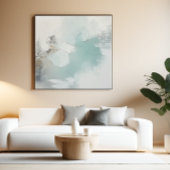 Neutral Abstract Green Beige Minimalist Wall Art Poster