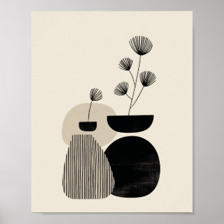 Neutral Abstract Vase Art Poster