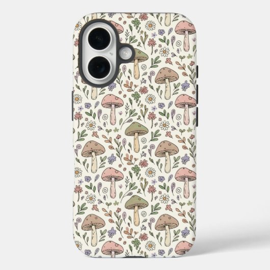 Neutral Aesthetic Mushroom Fungi Seamless Pattern Case-Mate iPhone Hülle (Rückseite)