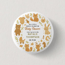 Neutral Baby Boy Shower | Cute Safari Animal Button
