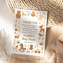Neutral Baby Boy Shower | Cute Safari Animal Dankeskarte