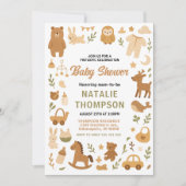 Neutral Baby Boy Shower | Cute Safari Animal Einladung (Vorderseite)