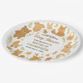 Neutral Baby Boy Shower | Cute Safari Animal Pappteller (Schrägansicht)