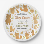 Neutral Baby Boy Shower | Cute Safari Animal Pappteller (Vorderseite)