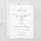 Neutral Baby Clothesline Shower Invitation Einladung (Vorderseite)