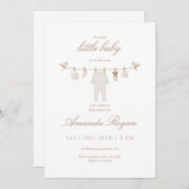 Neutral Baby Clothesline Shower Invitation Einladung (Vorne/Hinten)