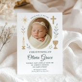 Neutral Baby Girl Christening Einladung