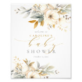 Neutral Baby In Bloom Baby Shower Welcome Sign Fotodruck (Vorne)
