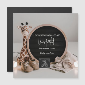 Neutral Baby Reveal Pregnancy announcement card Magnetkarte
