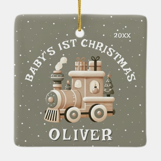Neutral Baby’s 1st Christmas Train Keepsake Keramikornament (Rückseite)