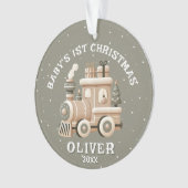 Neutral Baby’s 1st Christmas Train Keepsake Photo Ornament (Vorderseite)