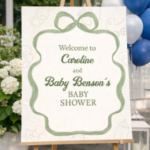 Neutral Baby Shower, Baby Shower, Sage Green Bow 