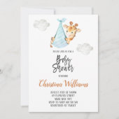 Neutral Baby Shower Giraffe Cub Minimal Niedlich Einladung (Vorderseite)