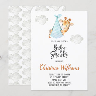 Neutral Baby Shower Giraffe Cub Minimal Niedlich Einladung