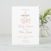 Neutral Baby Shower Invitation Moon and Stars Einladung (Stehend Vorderseite)